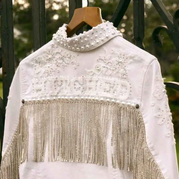 "Boot Barn Double D Ranch Hitched Bridal Jacket rhinestone pearls embroidery M - Picture 7 of 14